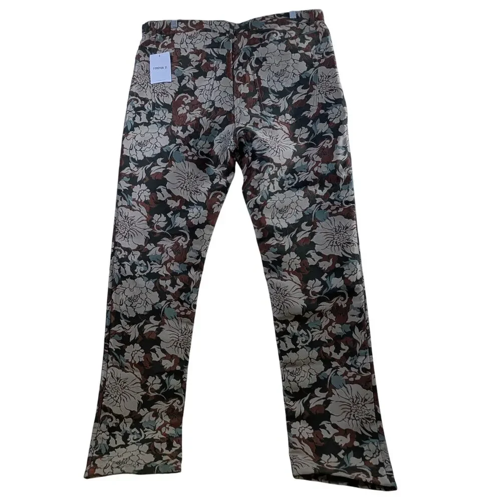Forever 21 Mens‎ Multicolor Floral Print Pants Mens 32x31 Regular Slim Fit NWT